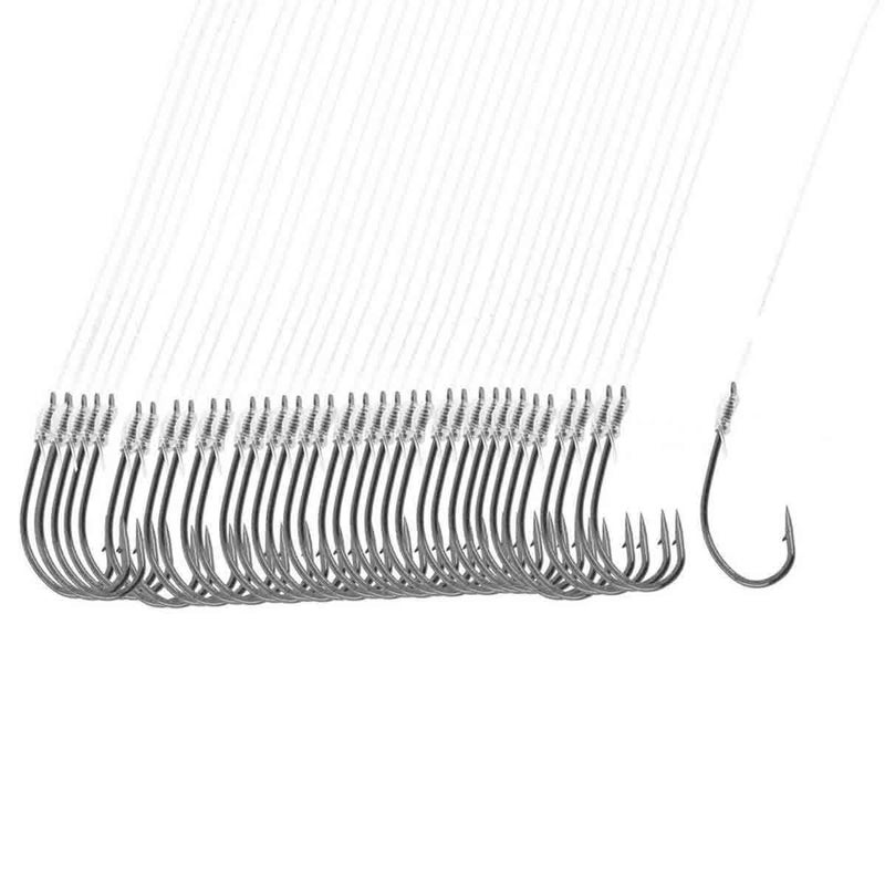 COMOK 20Inch Long Metal Fishing 0.4mm Leaders Line Tackle Fish Hooks 120Pcs - Image 1